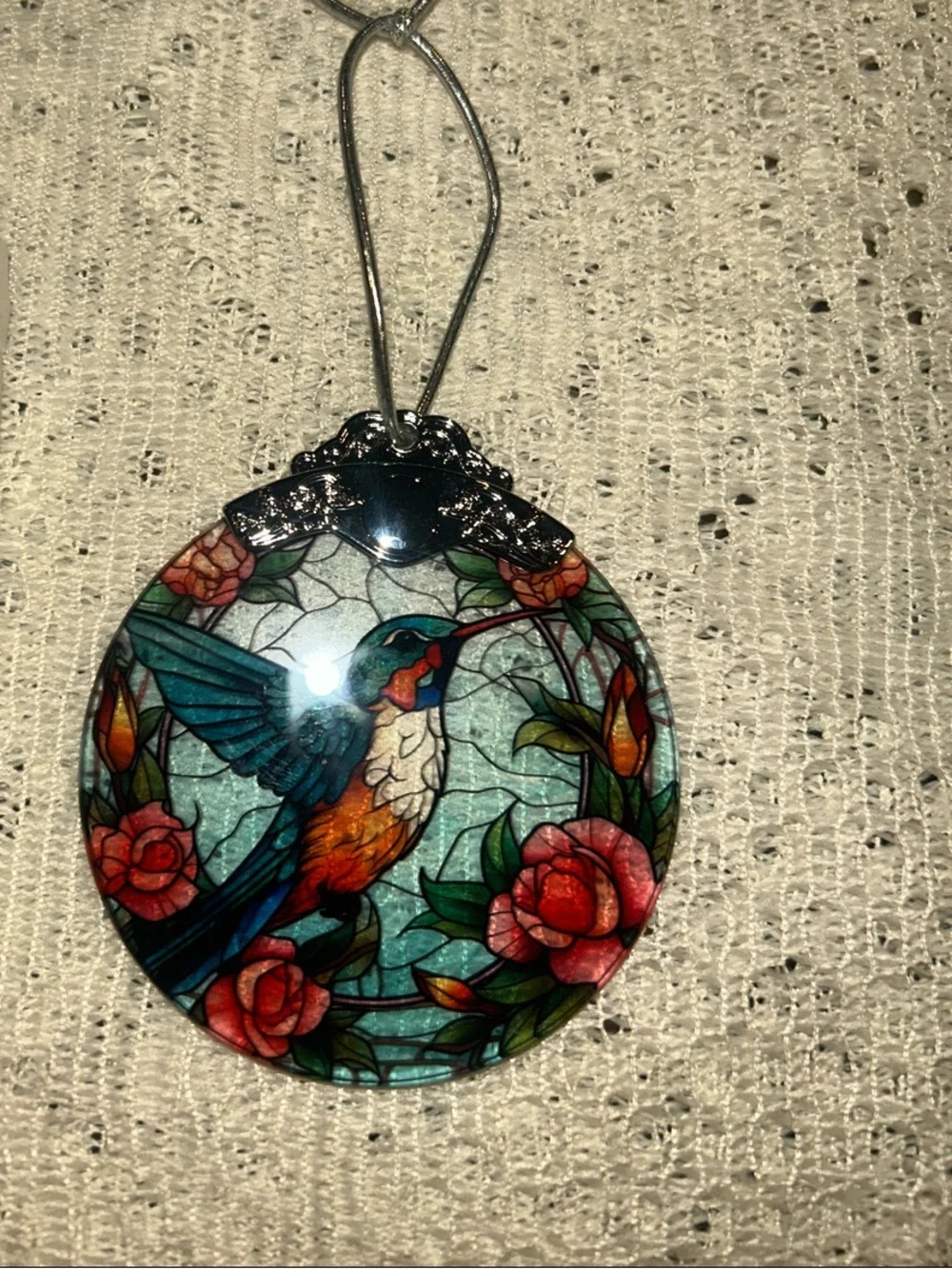Hummingbird Stained-Glass Style Suncatcher, ornament. 3 inch double sided NIB